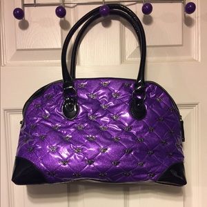 GG ROSE PURPLE QUILTED BAG WITH BLACK BAT STUDS
